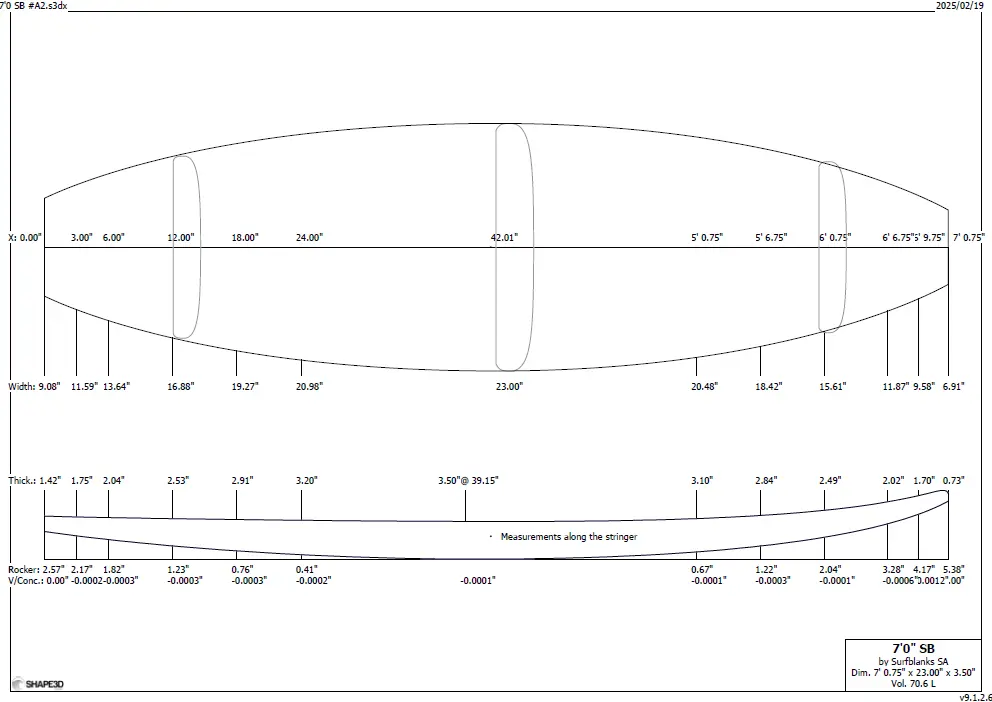 Surf Blanks 7'0 OBS 4mm