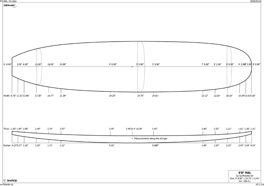 Surf Blanks 9'8 T Band 7MM