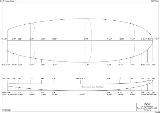 SurfBlanks 6'4 FISH 4mm OBS 